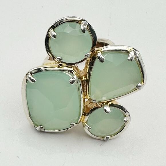Sequin Hearts Ring Nordstrom Costume Jewelry Chunky Big Gold tone Green SIZE 7 - Picture 9 of 9